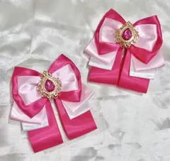 【訳あり】ハンドメイド　ヘアクリップ　No,2 ローズピンク×ベビーピンク