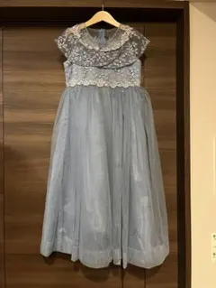 フォーマルドレス ライトブルー刺繍入り