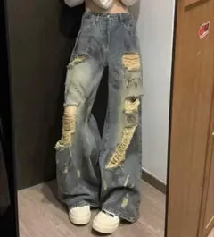 SHEIN ダメージデニムパンツ