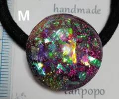 ヘアゴム　ハンドメイド　レジン　キラキラ　オーロラ　赤紫色系　カラフル