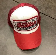 新品未使用 メッシュ ロゴ キャップ 赤　 帽子 アメカジ トラッカー
