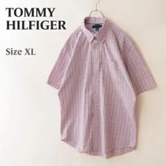 TOMMY HILFIGER トミー 半袖 BDシャツ チェック ピンク XL