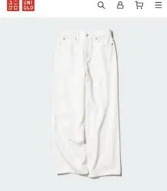 UNIQLO ユニクロ　ワイドストレートジーンズ　デニムパンツ　白　26