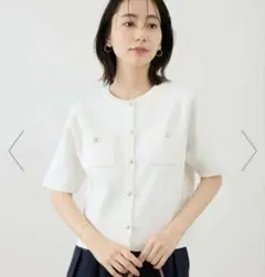 【新品】ミラノリブ金ボタン半袖カーディガン/ROPE' PICNICのサムネイル
