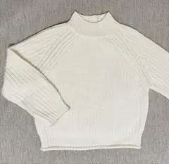 GU ジーユー チャンキーニット ハイネックセーター オフホワイト Sサイズ