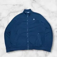 adidas ネイビーフルジップフリースジャケット刺繍ロゴ2XLビッグサイズ