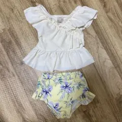 ベビー水着セット 80cm アイボリー・黄色 フリルデザイン