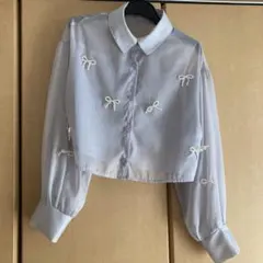 パールリボンシアーシャツ ブルー