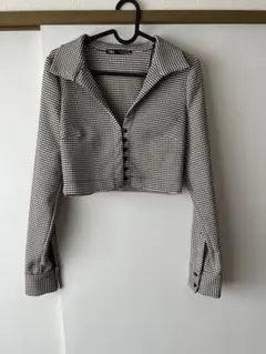 ZARA チェック柄 クロップドジャケット