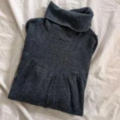 405 冬服 長袖 ダークグレー タートルネック セーター M