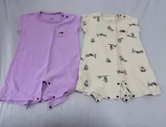 ノースフェイス　ロンパース 2点セット 紫色・クリーム色