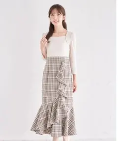 《新品タグ付き》トッコクローゼット♡ チェック柄アシメフリルドッキングワンピース