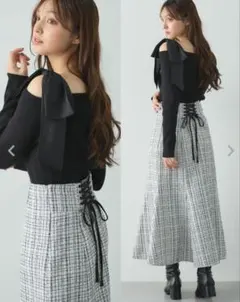 INGNI BackレースUPツイードマーメイドスカート