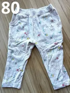 花と動物プリントのパンツ 80cm