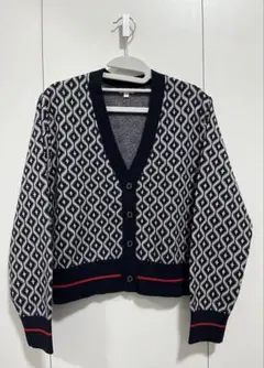 ドレステリア クロスダイヤ ジャカード カーディガン ネイビー 36