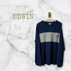 EDWIN エドウィン 長袖Tシャツ XL ネイビー グレー ポケットのサムネイル
