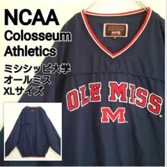 古着 ミシシッピ大学オールミス ナイロンプルオーバー ゆるダボ ネイビー