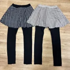 デビロック　チェック柄スカート付きレギンス　140