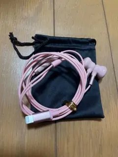 iPhone Lightning 有線イヤホン ピンク 収納袋付