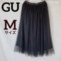 GU ジーユー 取り外し可 チュール ひざ丈 フレアスカート ウエストゴム M