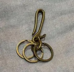 新品 ヴィンテージ キーリング カラビナ真鍮 ブロンズ キーホルダー アメカジ