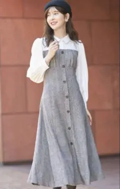 toccocloset バックレースアップチェック柄ドッキングシャツワンピース