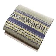 ユ106名古屋帯 単帯　綴れ　金通松葉 金糸　横縞模様　着物帯　美品