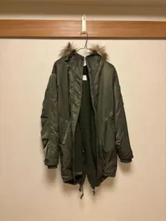 オリーブグリーン ファー付きモッズコート