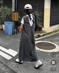 nugu バックシャーリングポイントロングワンピース　ヌグ