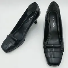 【美品】REGAL 本革 スクエアトゥパンプス 黒 25cm 通勤 日本製