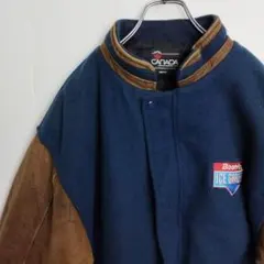 CANADA ブルゾン スタジャン 切り返し レザー ウール バイカラー