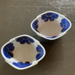 和食器 小鉢 2個セット 藍色 花柄 金彩のサムネイル