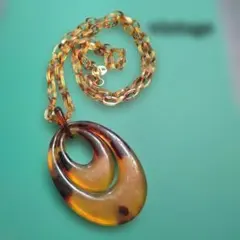 べっ甲オーバル型ペンダントネックレス☆vintage