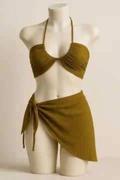 【2025年新作】オリーブグリーン大人映えの2WAY水着セット（Mサイズ）ビキニ