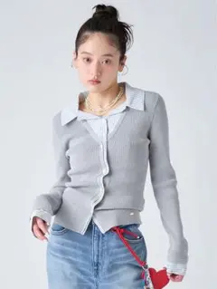 リリーブラウン　シャツドッキングニットトップス