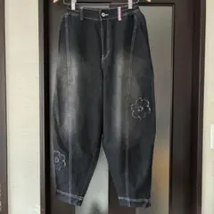 PERSON'S フラワーパッチデニムキャットパンツ Sサイズ ロング丈のサムネイル