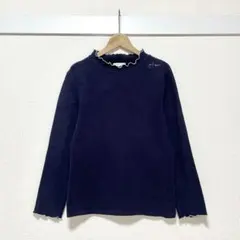 ノースオブジェクトプチ フリルネック 長袖カットソー L ゆったり 刺繍デザイン