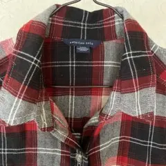 American Eagle チェック柄シャツワンピース 赤黒 Sのサムネイル