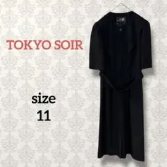 東京ソワール【11】ウエストベルトロングワンピース ブラックフォーマル 冠婚葬祭
