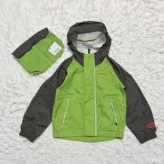 コロンビア【XXS】キッズジャケットブルゾン フード&ポーチ付き グリーングレー