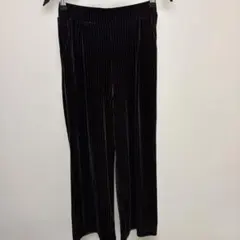 美品 ルティーク 茶色 ベロア風 しまむら ワイドパンツ L