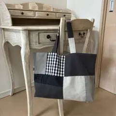 コットンリネン　パッチワーク　布合わせ　刺し子　ハンドメイド