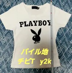 PLAYBOY 半袖 Tシャツ ホワイト M y2k ヴィンテージ パイル地のサムネイル
