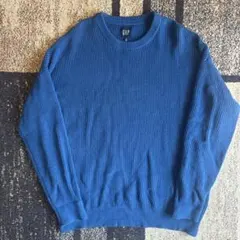 OLD GAP 90s 00sコットンニット 青 Mサイズ