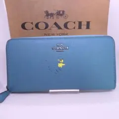 Coach コーチ 新品未使用ウッドストック コラボ ブルー 長財布ラウンド