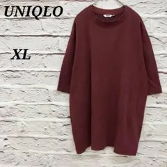 ユニクロ 【XL】 エアリズムコットンオーバーサイズTシャツ5分袖 ワイン