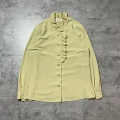 フリル付き淡い黄色長袖ブラウス 9R