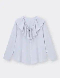 GU ラッフルカラー　ブラウス　フリル　長袖シャツ