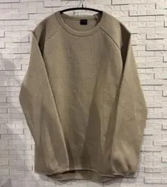 ワークマン　ふんわりワッフルサーマル長袖クルーネック　ベージュ　Lサイズ　廃番