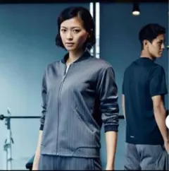 adidas グレー　ストライプ　ジャージジャケット　ブルゾン　M 榮倉奈々